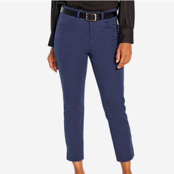 Banana Republic Women's Slim Navy Blue Straight Twill Cropped Pant, size 14 - Picture 1 of 8